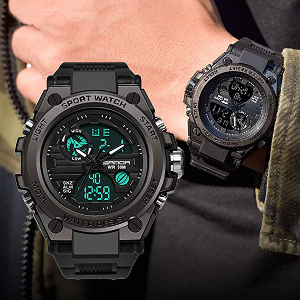 Military Watches Outdoor Sports Watches  LED Stopwatches Waterproof Digital Analog Watches