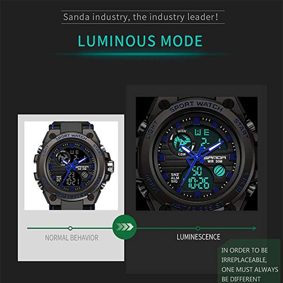 Military Watches Outdoor Sports Watches  LED Stopwatches Waterproof Digital Analog Watches