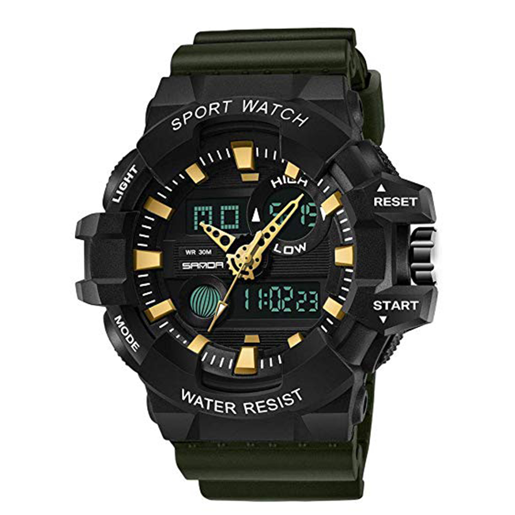 Military Analog Digital Wrist Watch Waterproof Tactical Watches LED Dual Display Alarm Chronograph