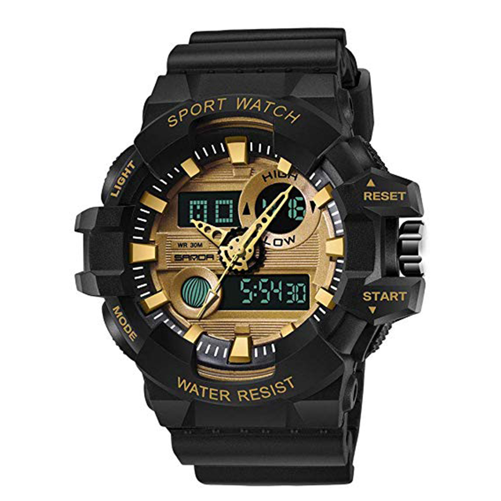 Military Analog Digital Wrist Watch Waterproof Tactical Watches LED Dual Display Alarm Chronograph