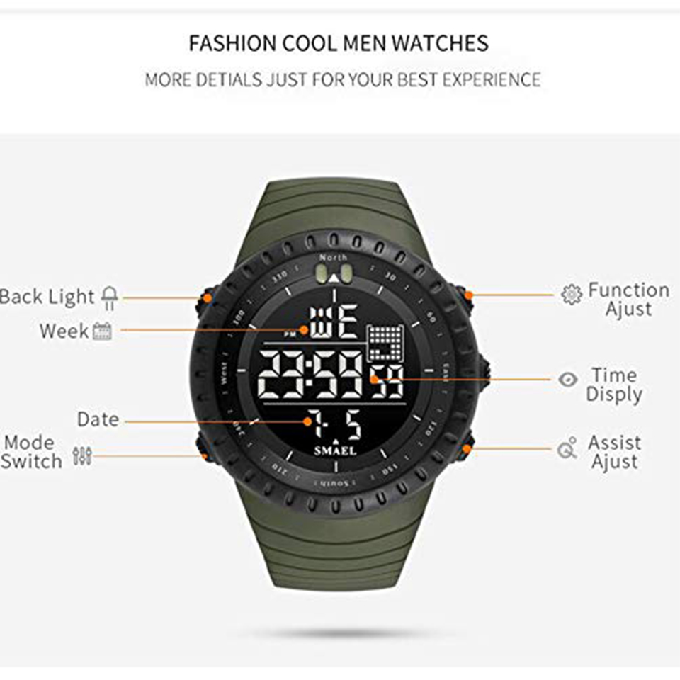 Army Watches Digital Sports Watches Waterproof Tactical Watches LED Backlit Watches