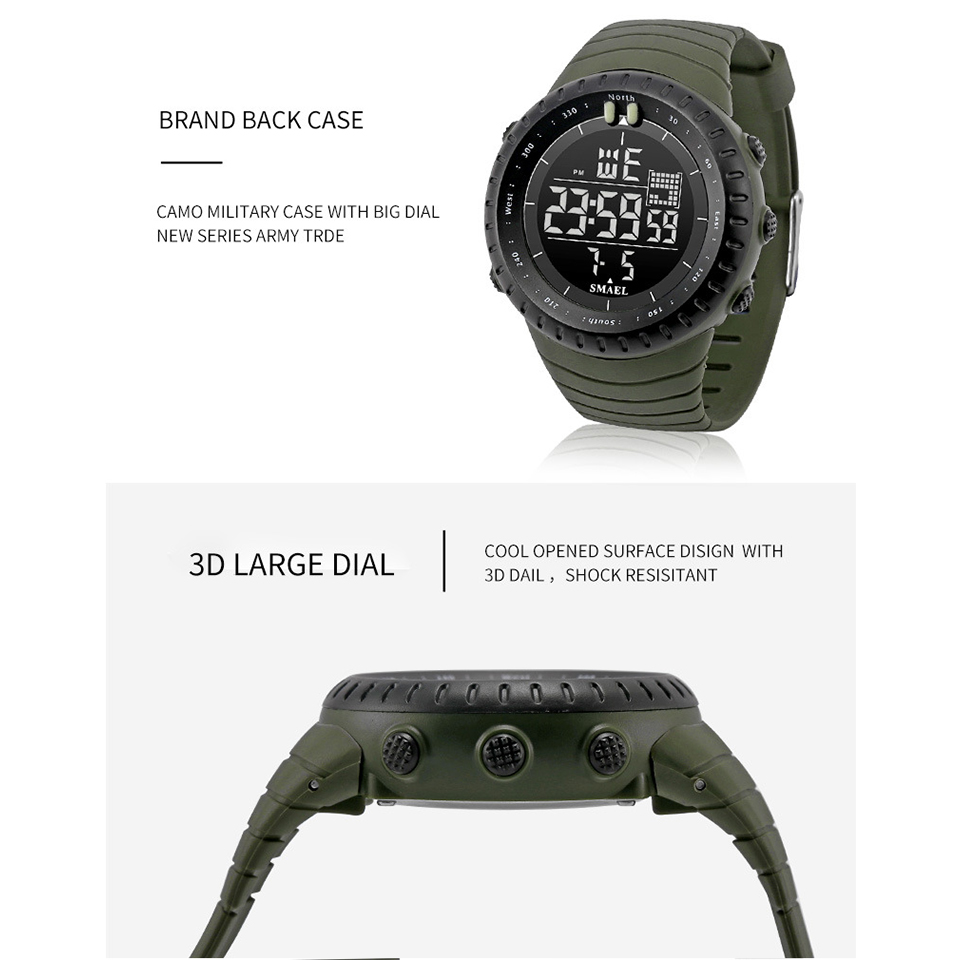 Army Watches Digital Sports Watches Waterproof Tactical Watches LED Backlit Watches