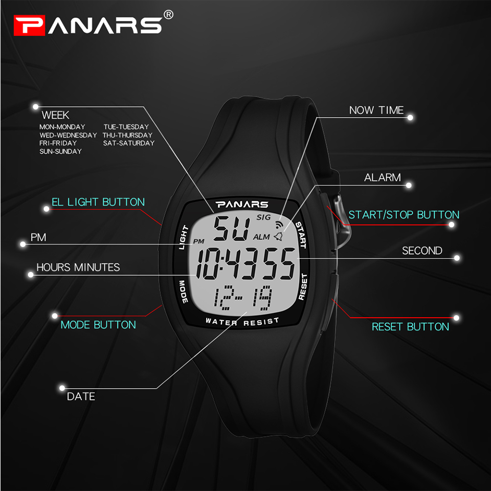 Sports Watch Waterproof LED Backlight  Military Watch  Alarm Distance Counter Alarm Clock Stopwatch