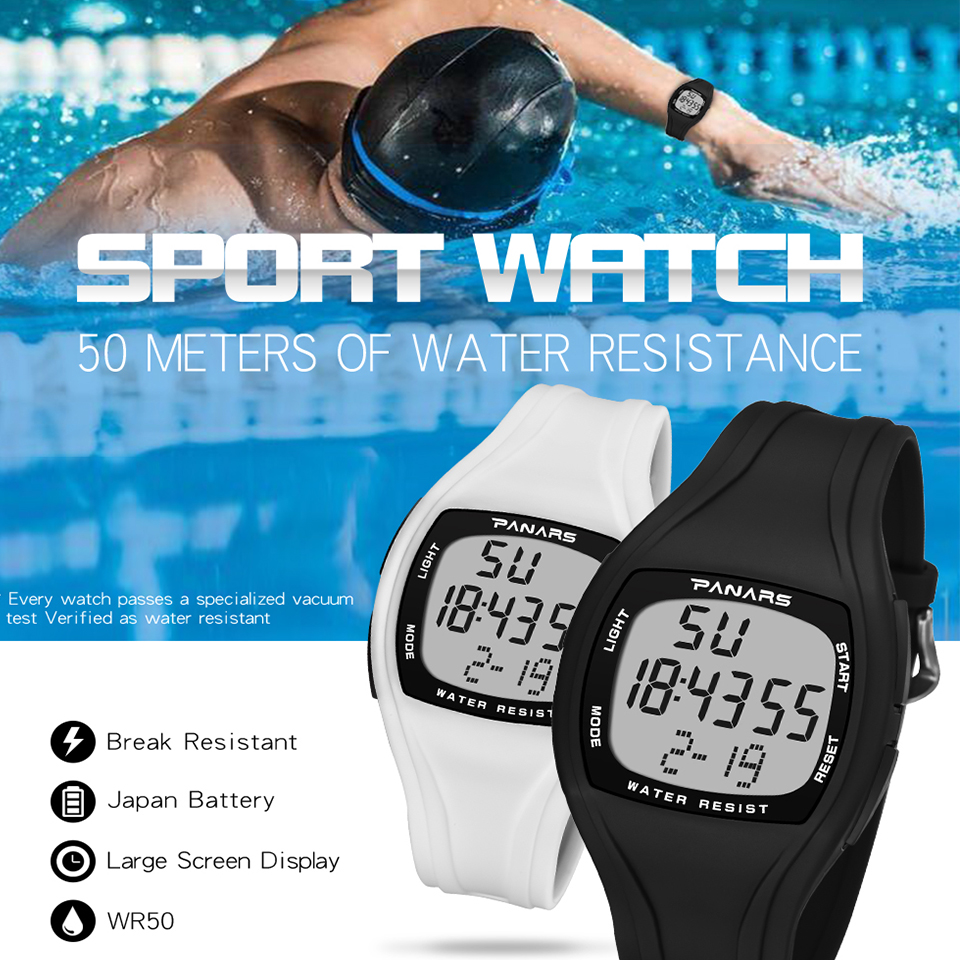 Sports Watch Waterproof LED Backlight  Military Watch  Alarm Distance Counter Alarm Clock Stopwatch