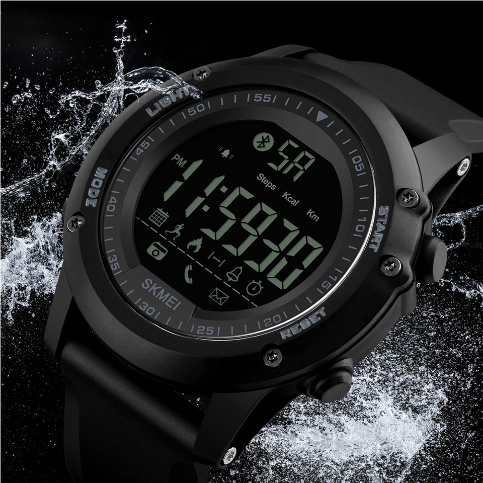 SKMEI Bluetooth Men Smart Sport Watch 5Bar Waterproof Men Digital Wristwatches Pedometer Calories