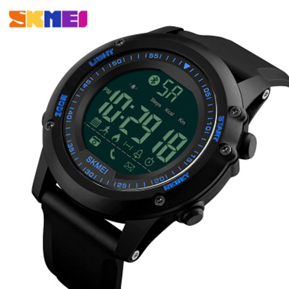 SKMEI Bluetooth Men Smart Sport Watch 5Bar Waterproof Men Digital Wristwatches Pedometer Calories