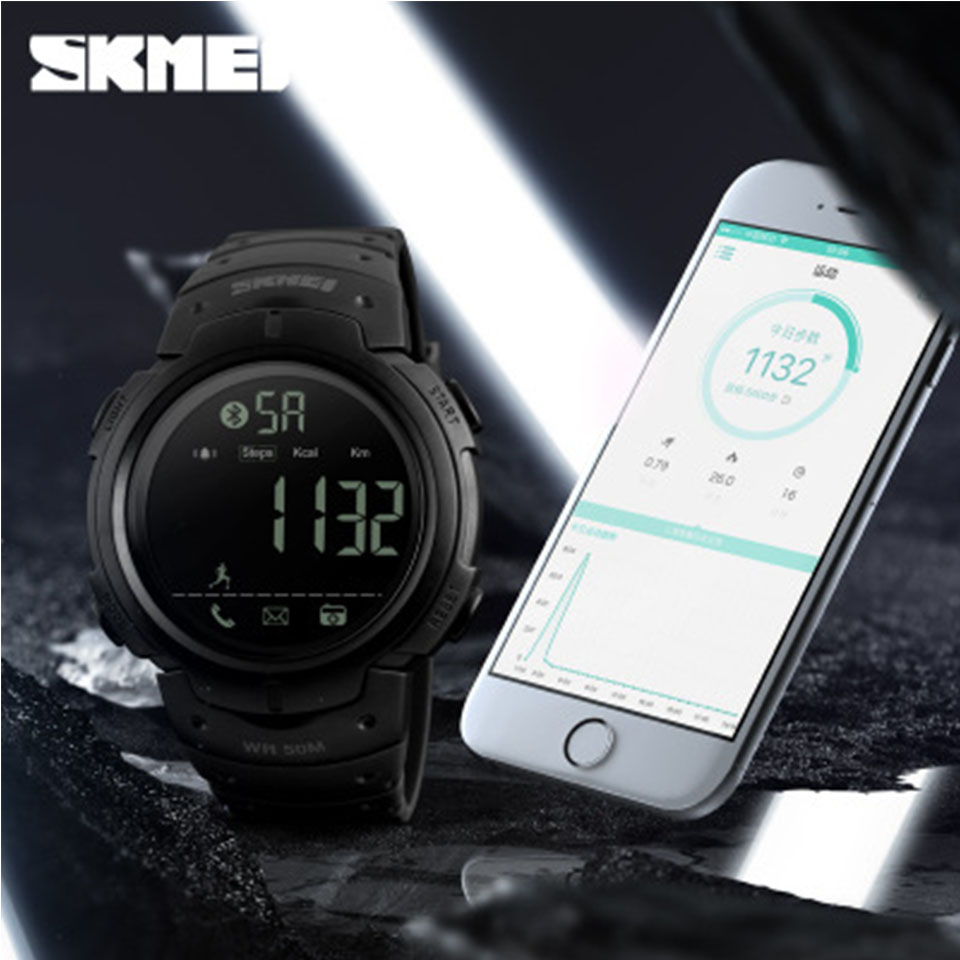 SKMEI  Smart  Watch Calories Pedometer Digital Reminder Watches Fitness Bluetooth For Ios