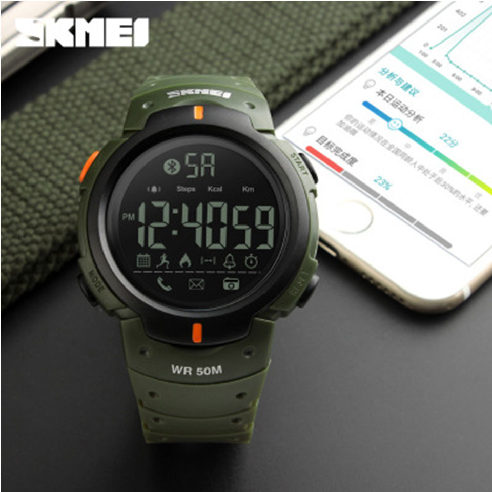 SKMEI  Smart  Watch Calories Pedometer Digital Reminder Watches Fitness Bluetooth For Ios
