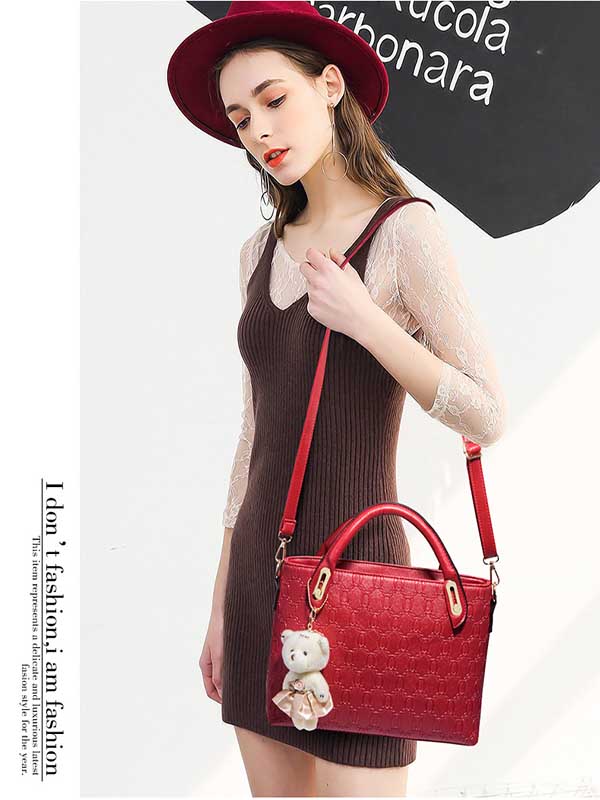 Classic Fashion  Casual PU Leather Women Handbag Shopping Bag Tote Tassel Chain Bag Purse  Card Bag