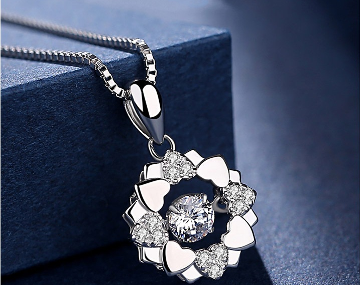 Christmas Gift jewelry rhinestone 925 sterling silver girl necklace crystal shining Pendant