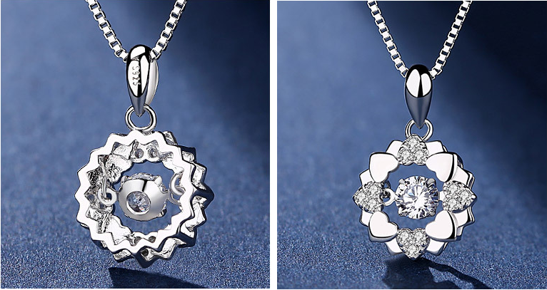 Christmas Gift jewelry rhinestone 925 sterling silver girl necklace crystal shining Pendant