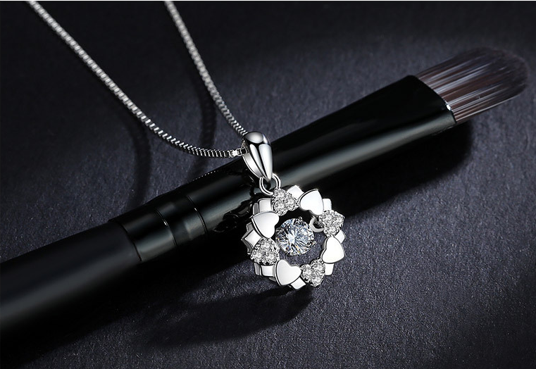 Christmas Gift jewelry rhinestone 925 sterling silver girl necklace crystal shining Pendant