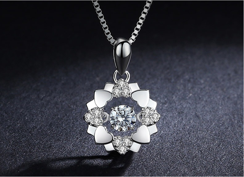 Christmas Gift jewelry rhinestone 925 sterling silver girl necklace crystal shining Pendant