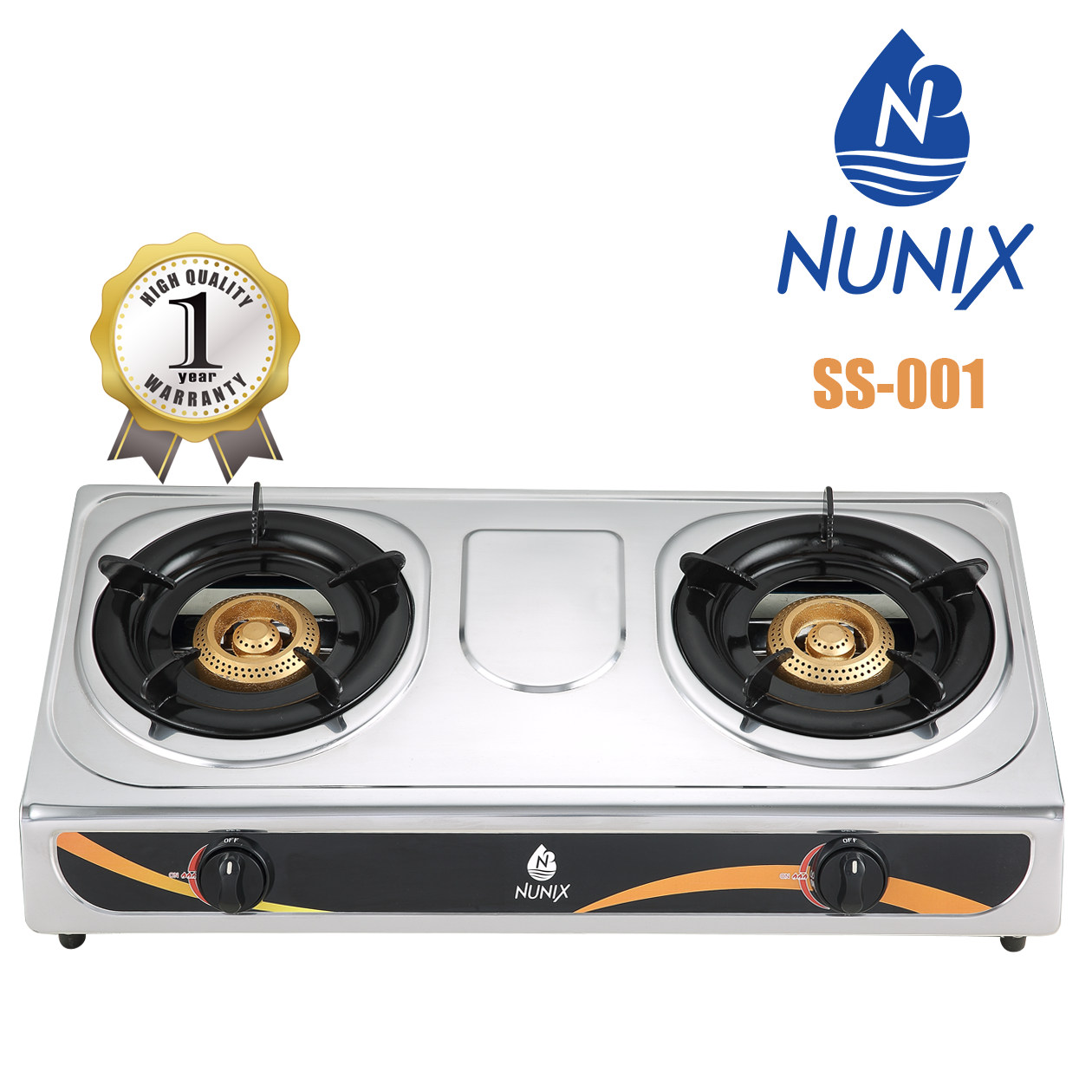 Nunix Gas Stove Table Top Stainless Steel Double BurnerSS001