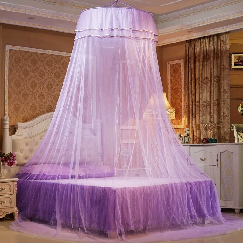 Round Free Size Double Decker Mosquito Net- Purple