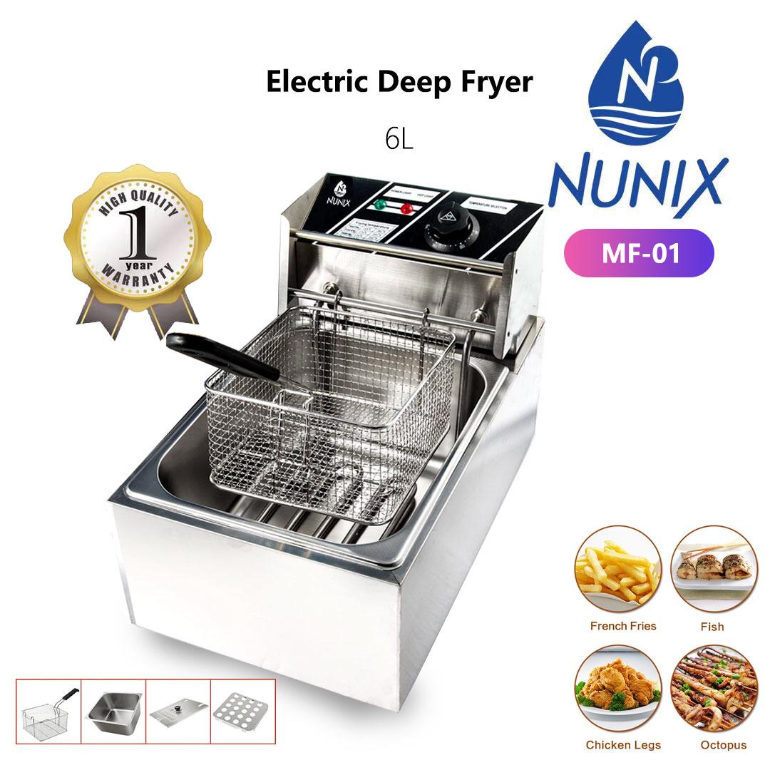 Nunix Single Commercial Electric Deep Fryer Stainless Steel Household Chips Frying Pan 6L Silver