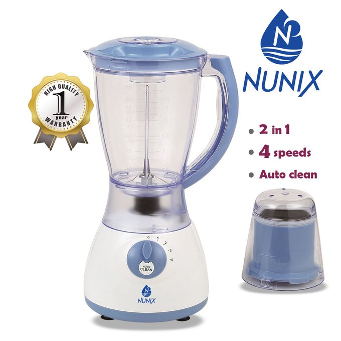 Nunix 2 in 1 Blender with a Grinder, 1.5L Jug, AK-300, 300 Watts, 1 Year Warranty