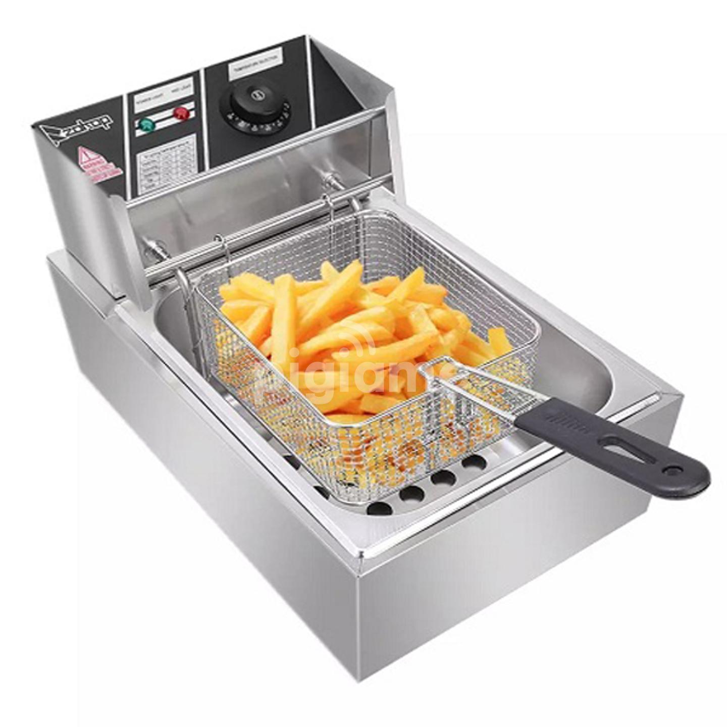 Nunix Single Commercial Electric Deep Fryer Stainless Steel Household Chips Frying Pan 6L Silver