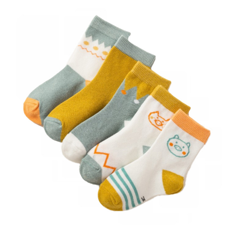 BL 5 Pairs/Set New Socks Children's Color Cartoon Series Cotton Boys &amp; Girls Stocking Baby Socks