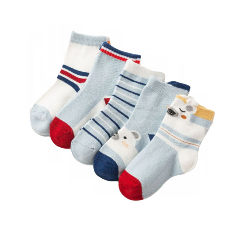 BL 5 Pairs/Set New Socks Children's Color Cartoon Series Cotton Boys &amp; Girls Stocking Baby Socks