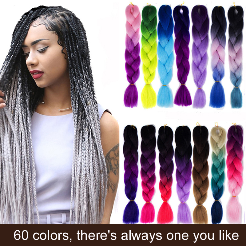 BL African Fashion Gradient Color braid hair African Women Wigs 60 Colors For Choice 3 Strips/ Set