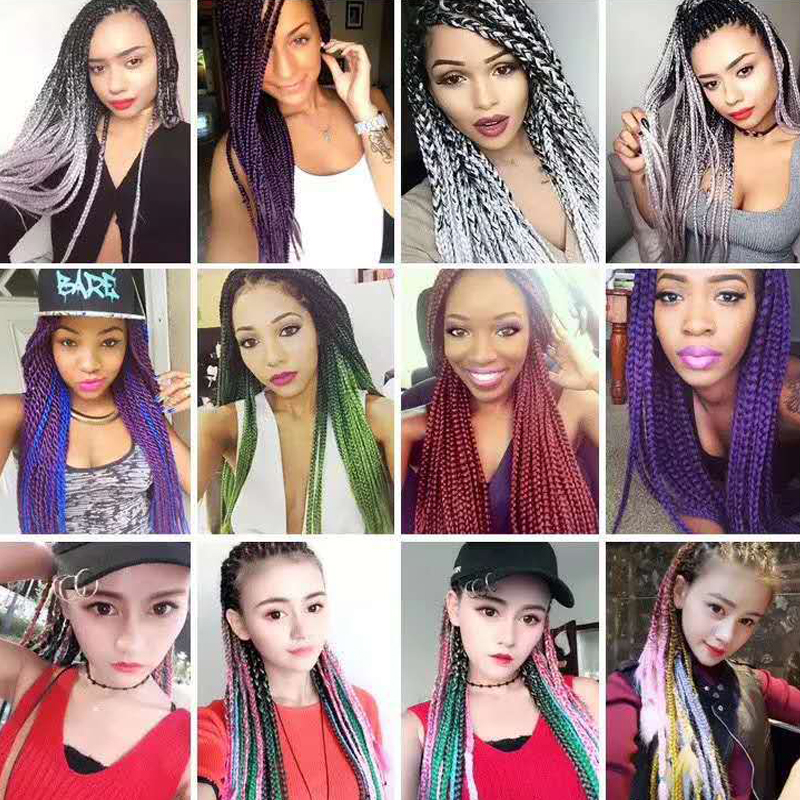 BL African Fashion Gradient Color braid hair African Women Wigs 60 Colors For Choice 3 Strips/ Set