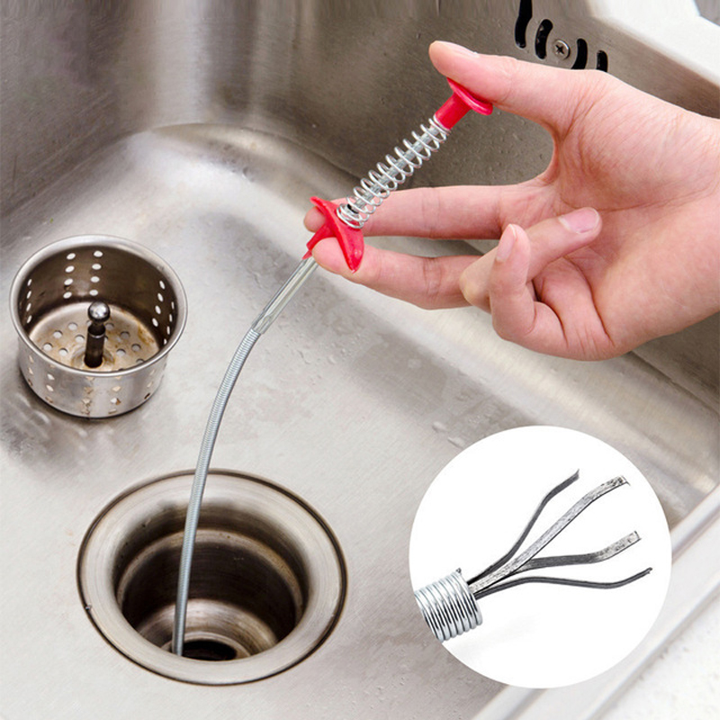 BL Pipe Dredge Home Steel Wire Spring Hair Hooks Kitchen Sewer Dredging Tools Pipe Hair Cleaner