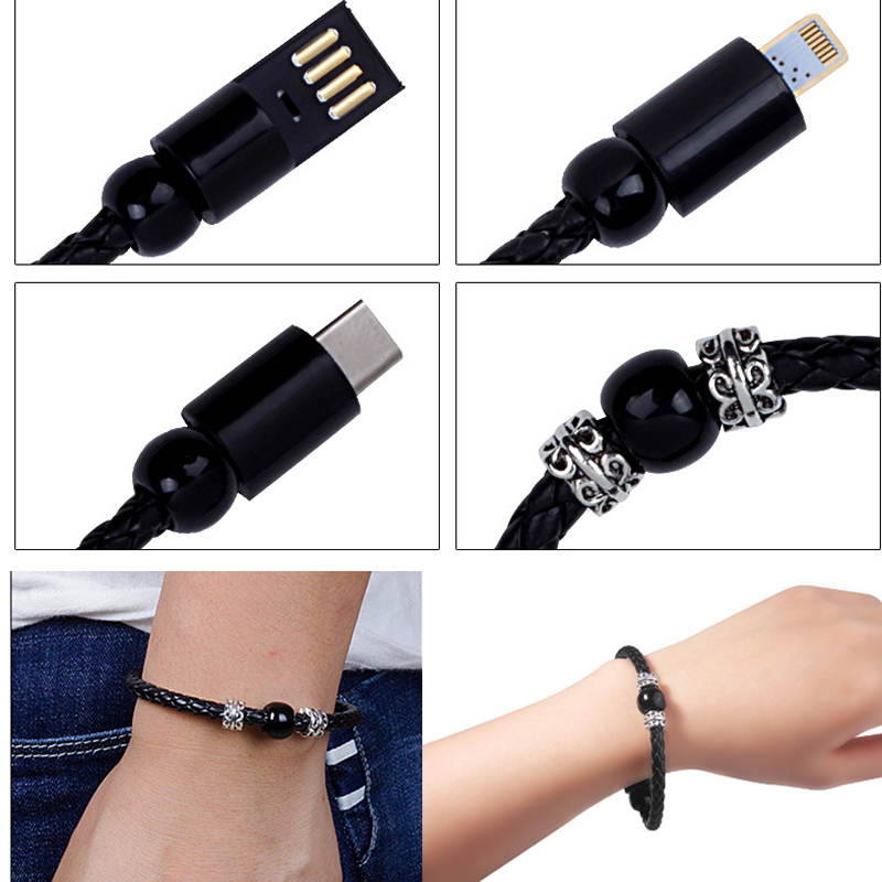 BL New Creative USB Data Cable, Apple Android Type-C Head Fashion Portable Bracelet Charging cable