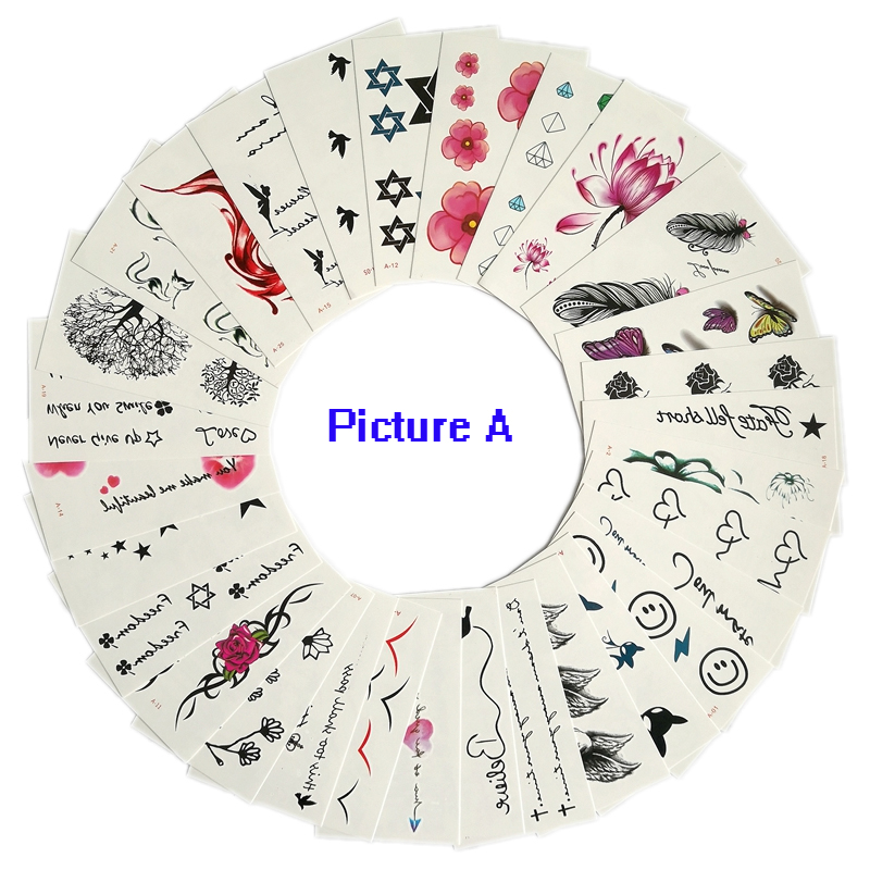 BL 60Pcs Men And Women Waterproof Tattoos Stick Permanent Simulation Paste Sexy Tattoo Sticker Tatoo