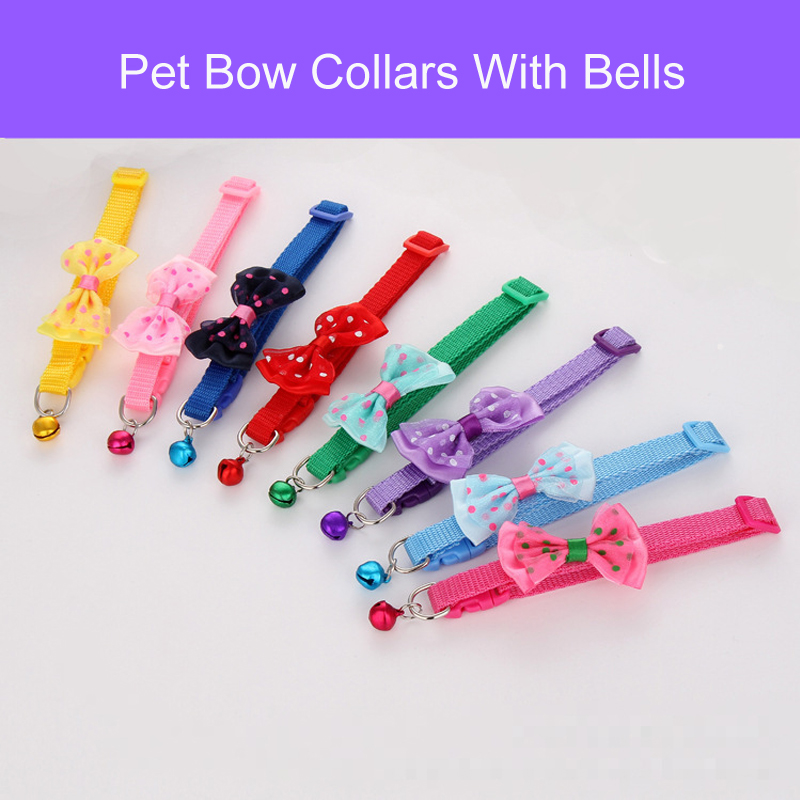 BL 3Pcs Pet&apos;s Bow Collar With Bell Dog Collar Cat Bell Collar Creative Pet Collar Pets Supplies