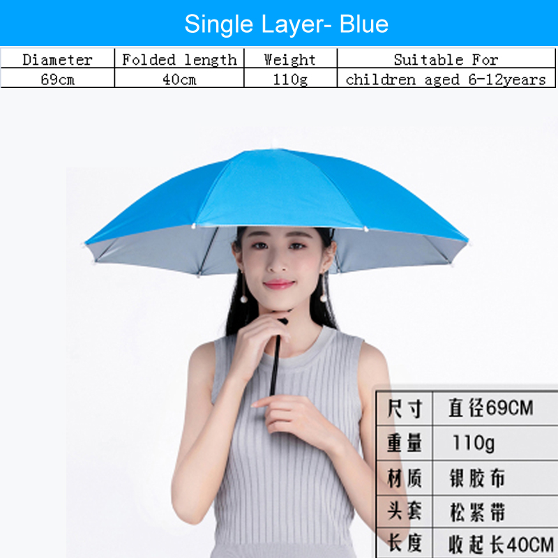 BL Hands Free Umbrella Single Double-layer UV Protection Umbrella Cap Fishing Umbrella Breathable