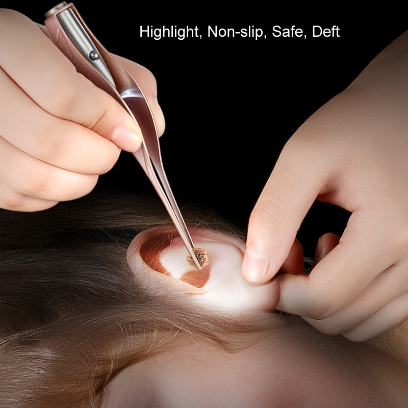 BL Ear Tweezers With LED Light Visible Cleanning Earwax Tool Baby Children Earscoop Ear Picking Tool