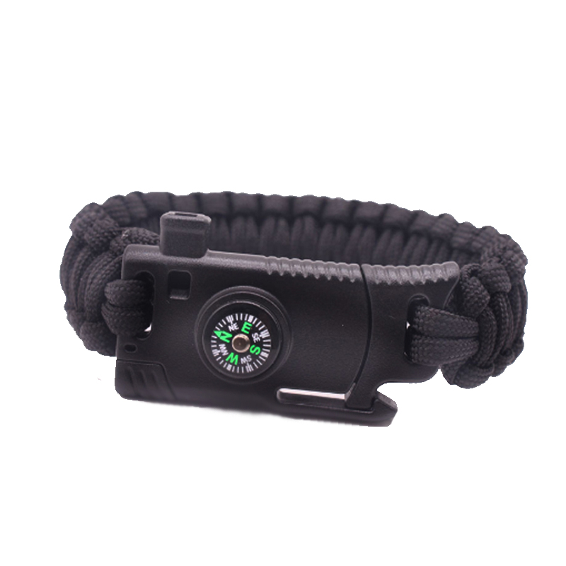 BL Outdoor Multi-function Survival Bracelet With Knife Compass Fire Starter Parachute Rope Whistle