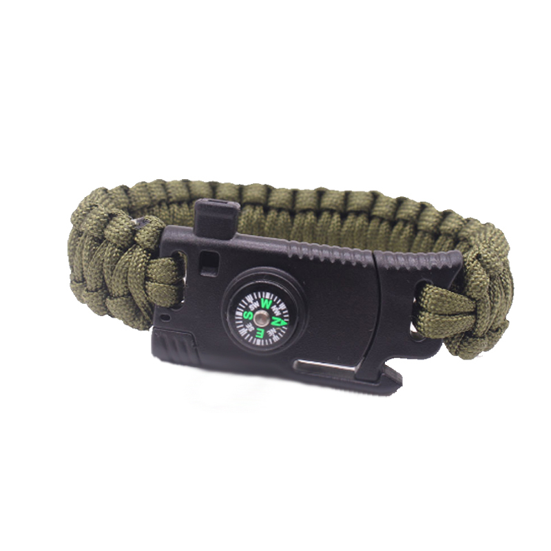 BL Outdoor Multi-function Survival Bracelet With Knife Compass Fire Starter Parachute Rope Whistle