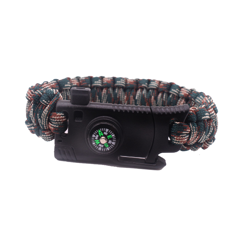 BL Outdoor Multi-function Survival Bracelet With Knife Compass Fire Starter Parachute Rope Whistle
