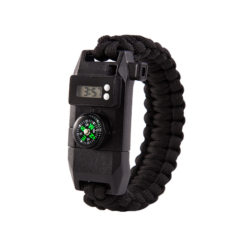 BL Multi-function Survival Bracelet With Knife Compass Fire Starter Parachute Rope Whistle Watch