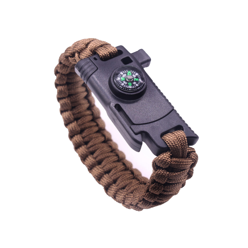 BL Outdoor Multi-function Survival Bracelet With Knife Compass Fire Starter Parachute Rope Whistle
