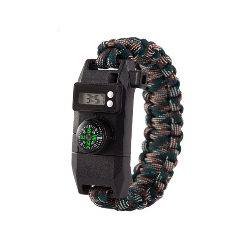 BL Multi-function Survival Bracelet With Knife Compass Fire Starter Parachute Rope Whistle Watch