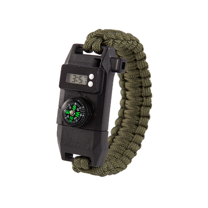 BL Multi-function Survival Bracelet With Knife Compass Fire Starter Parachute Rope Whistle Watch