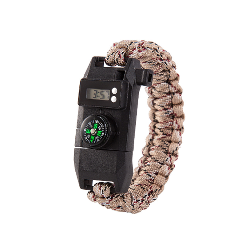 BL Multi-function Survival Bracelet With Knife Compass Fire Starter Parachute Rope Whistle Watch