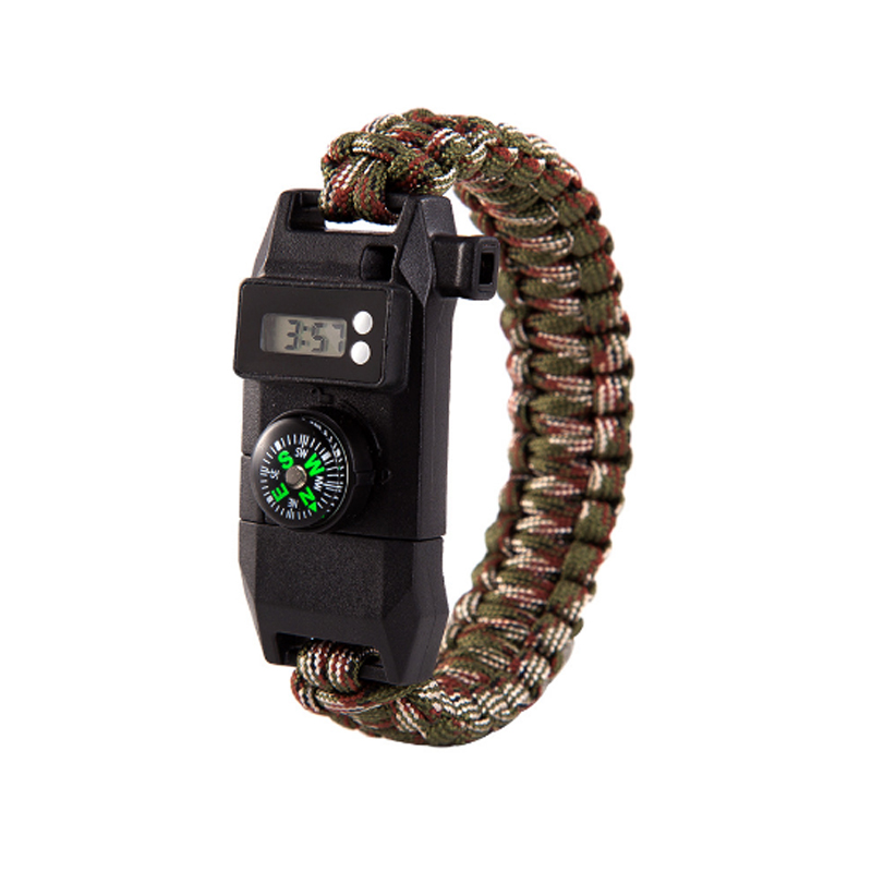 BL Multi-function Survival Bracelet With Knife Compass Fire Starter Parachute Rope Whistle Watch
