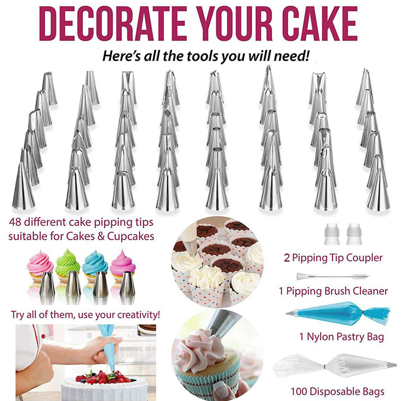 BL 164 Pcs/set Baking Decor Kit Home Cake Decoration DIY Tools Cream Spatula Turntable Decorators