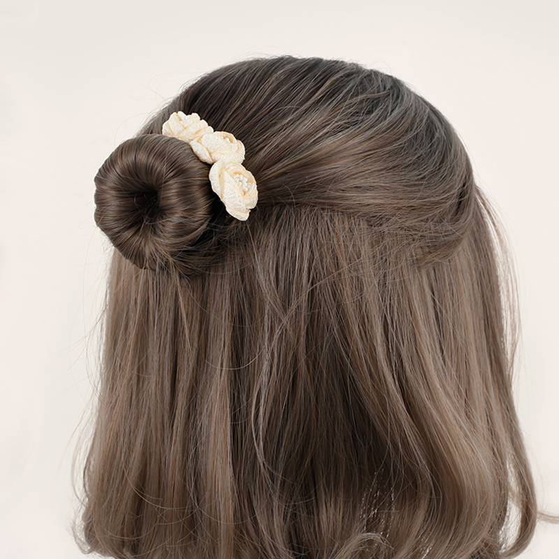 BL Flower Hair Tray Bouffant Scrunchie Shaper Headgear Sponge Balls Head Tray Hair Fluffy Headdress