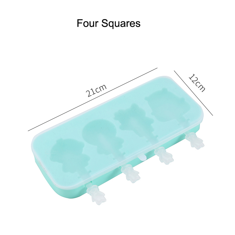 BL Food Grade Silicone Homemade Ice-cream Mold Creative DIY Cartoon With Cover Kitchen Appliances