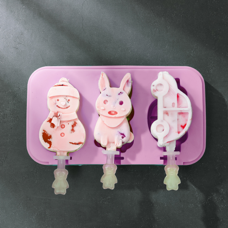 BL Food Grade Silicone Homemade Ice-cream Mold Creative DIY Cartoon With Cover Kitchen Appliances