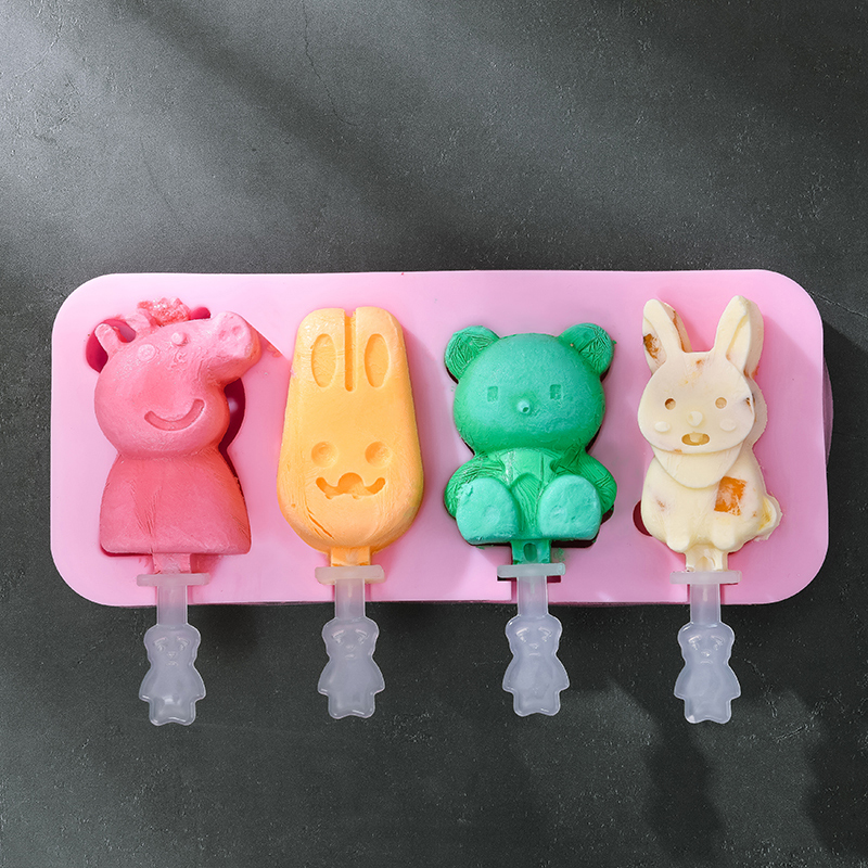 BL Food Grade Silicone Homemade Ice-cream Mold Creative DIY Cartoon With Cover Kitchen Appliances