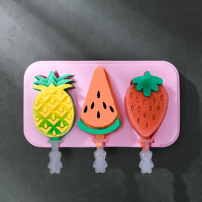 BL Food Grade Silicone Homemade Ice-cream Mold Creative DIY Cartoon With Cover Kitchen Appliances