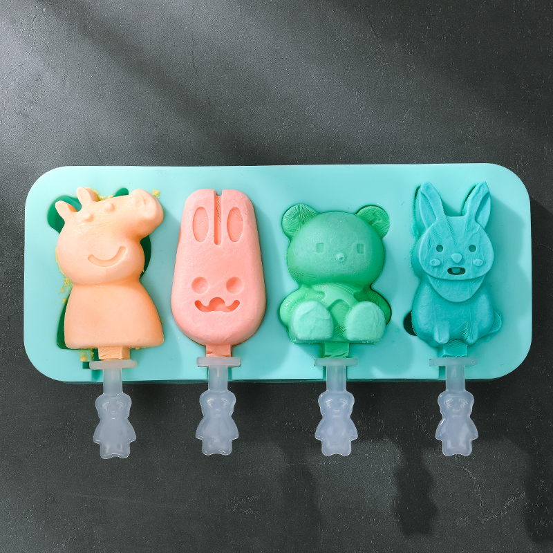 BL Food Grade Silicone Homemade Ice-cream Mold Creative DIY Cartoon With Cover Kitchen Appliances