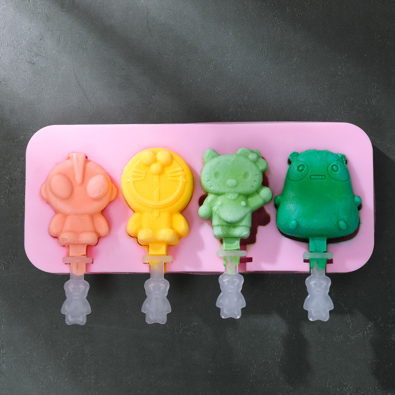 BL Food Grade Silicone Homemade Ice-cream Mold Creative DIY Cartoon With Cover Kitchen Appliances