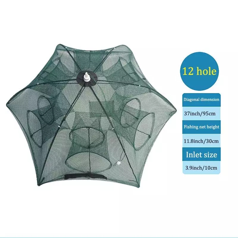 BL Portable Fishing Net Shrimp Cage Foldable Catch Fish Crayfish Crab Baits Trap Tackle Casting Mesh